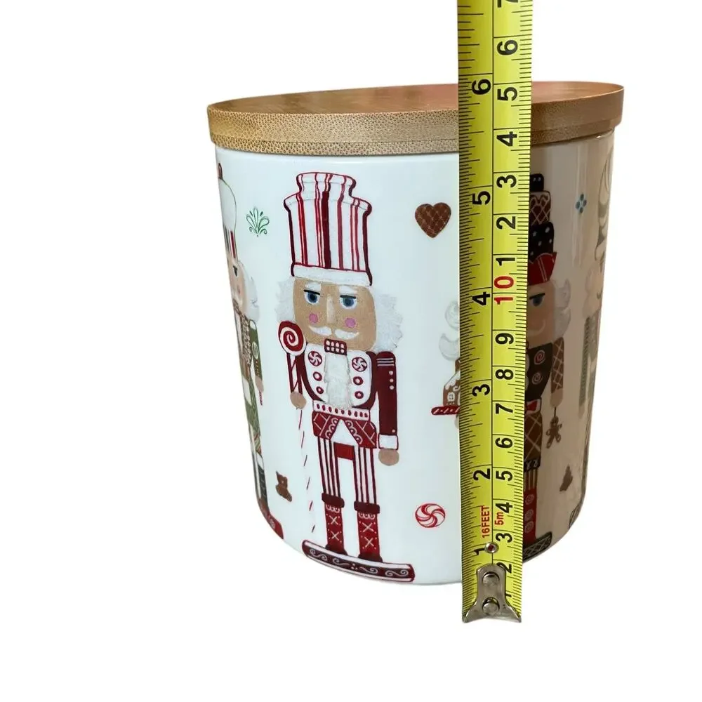Grace Teaware Christmas NUTCRACKER Ceramic Canister w/ Wood Lid 6